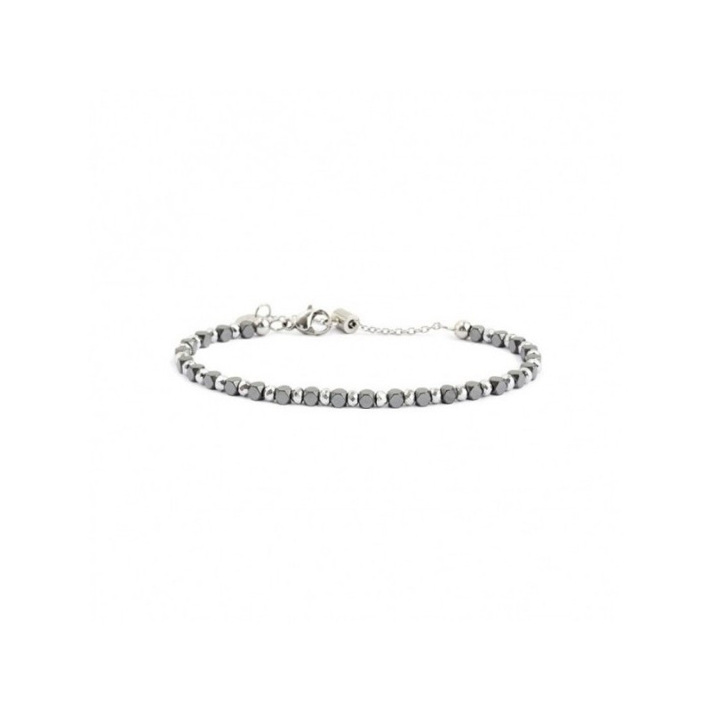 Bracciale Unisex Marlù 2BR0083 in Acciaio Ematite Cubica Cromata e Sfere Bracciale Unisex Marlù 2BR0083 in Acciaio Ematite Cubica Cromata e Sfere
