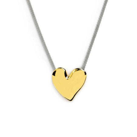 Collana Donna Marlù 33CN0039GS catena mesh con cuore irregolare martellato