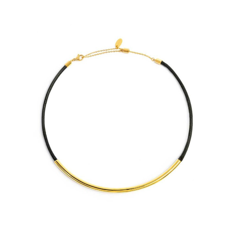 Collana Donna Marlù 33CN0043G-N cordino cerato nero con tubolare centrale