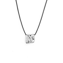 Collana Donna Marlù 33CO0031-N cordino con pendente quadrato irregolare martellato