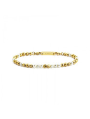Bracciale Unisex Marlù 2BR0081G-W in Acciaio Ematite Oro e Perle Sintetiche