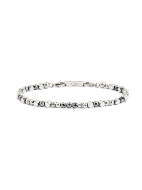 Bracciale Uomo Marlù 2BR0079 in Acciaio con Onice ed Ematite Cromata e Antracite