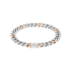 Bracciale Uomo Liujo Essential MLJ467 Catena Acciaio Silver e Oro Rosa
