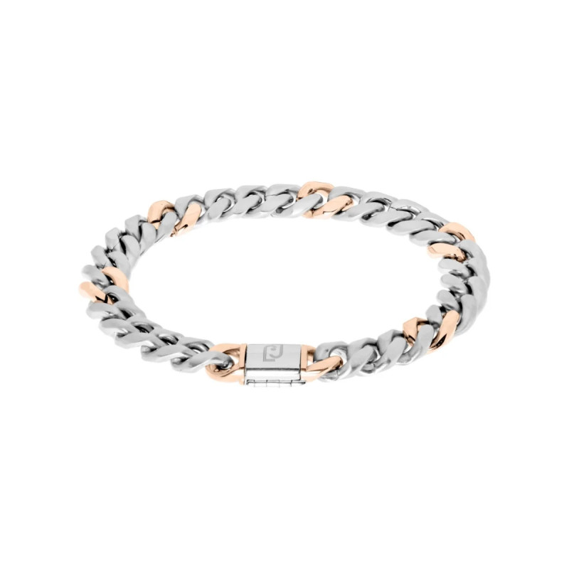 Bracciale Uomo Liujo Essential MLJ467 Catena Acciaio Silver e Oro Rosa