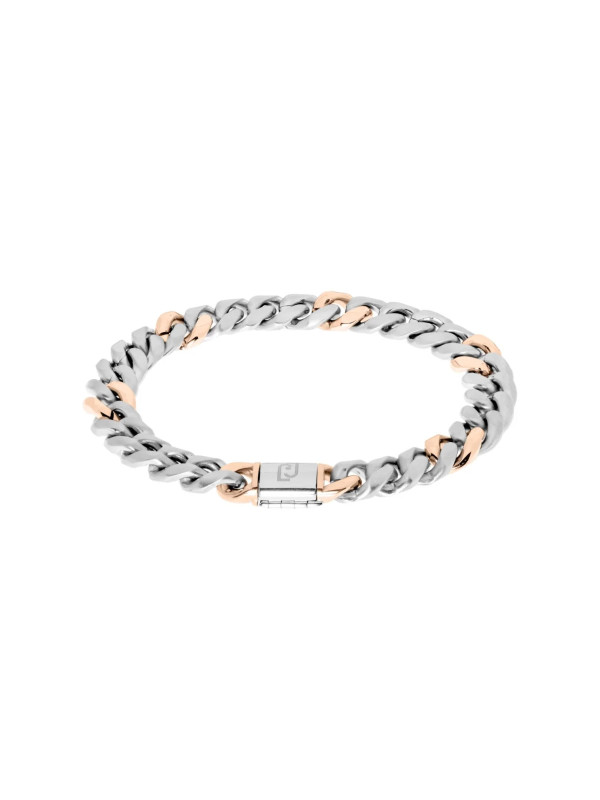 Bracciale Uomo Liujo Essential MLJ467 Catena Acciaio Silver e Oro Rosa