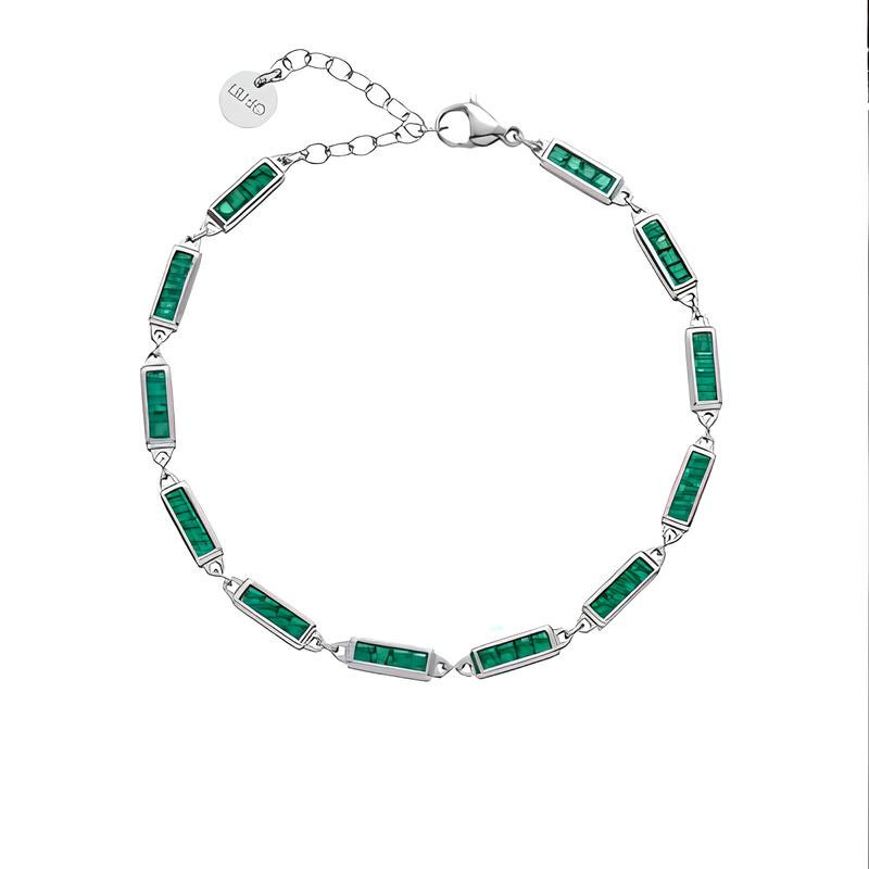 Bracciale Uomo Liujo MLJ620 Catena Acciaio Pietre Verdi