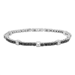 Bracciale Uomo Liujo MLJ622 Catena Acciaio Silver e Pietre Nere