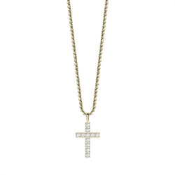 Collana Uomo LiuJo MLJ657 Acciaio Oro Con Croce