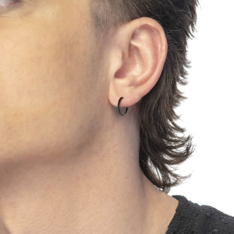 Mono Orecchino Unisex Marlù 33OR0111N a cerchio 1,7 cm trama diamantata Nero
