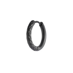 Mono Orecchino Unisex Marlù 33OR0111N a cerchio 1,7 cm trama diamantata Nero