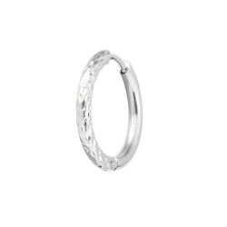Mono Orecchino Unisex Marlù 33OR0112 a cerchio 2,1 cm trama diamantata Silver
