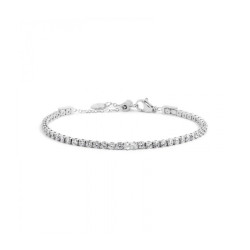 Bracciale Unisex Marlù Tennis 2BR0106-W in Acciaio Silver e Zirconi Bianchi