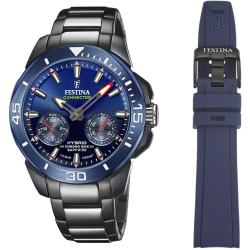 Orologio Cronografo Uomo Festina Connected F20647/1 in Acciaio Nero e Blu