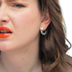 Mono Orecchino Donna Marlù 33OR0077 a lobo 2,5cm con chiusura perla Silver