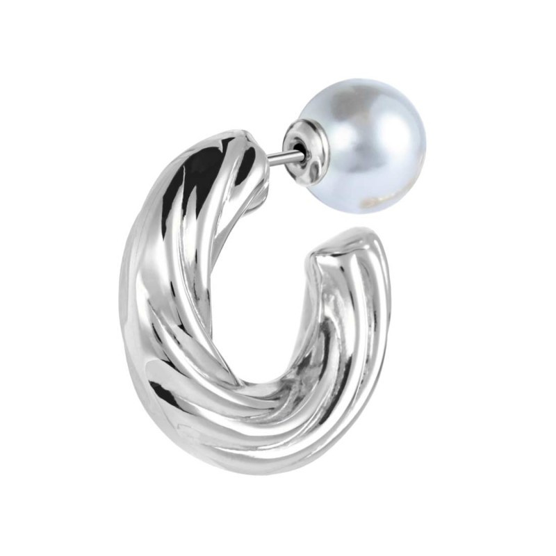 Mono Orecchino Donna Marlù 33OR0077 a lobo 2,5cm con chiusura perla Silver