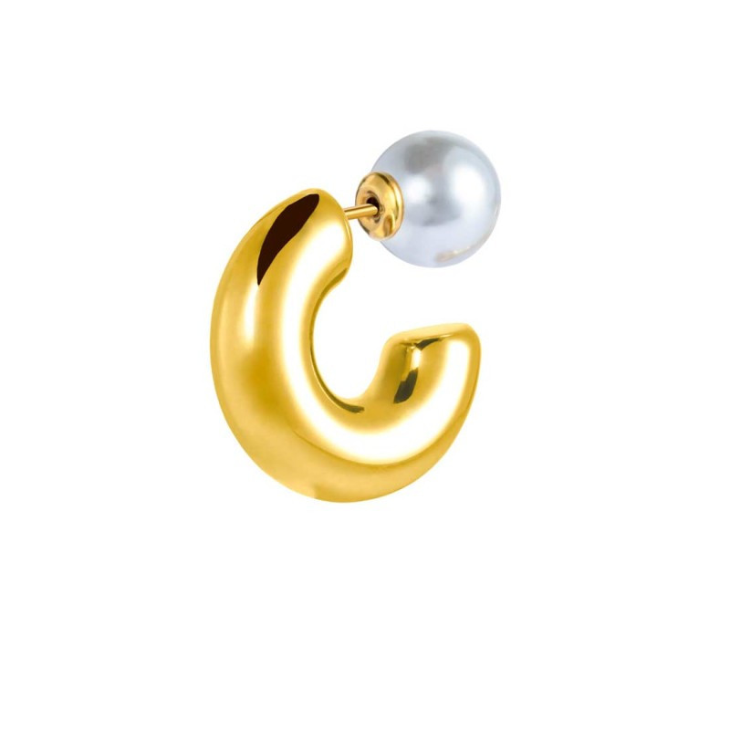 Mono Orecchino Donna Marlù 33OR0080G a lobo a cerchietto2,2cm con chiusura perla