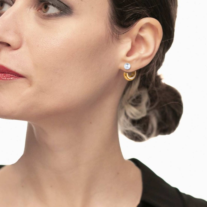 Mono Orecchino Donna Marlù 33OR0080G a lobo a cerchietto2,2cm con chiusura perla