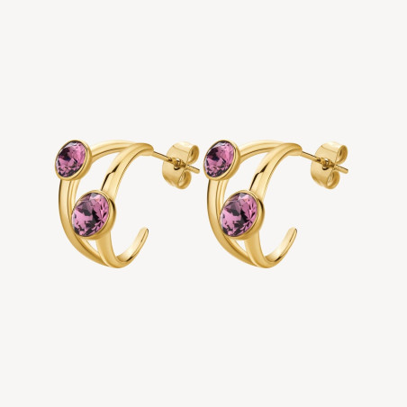 Orecchini Donna Brosway Affinity BFF171 in Acciaio Colore Oro, Cristalli Viola