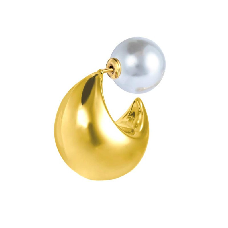 Mono Orecchino Donna Marlù 33OR0084G a lobo bombato 2,2cm con chiusura perla