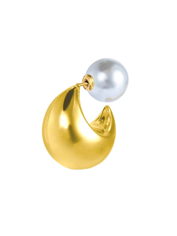 Mono Orecchino Donna Marlù 33OR0084G a lobo bombato 2,2cm con chiusura perla