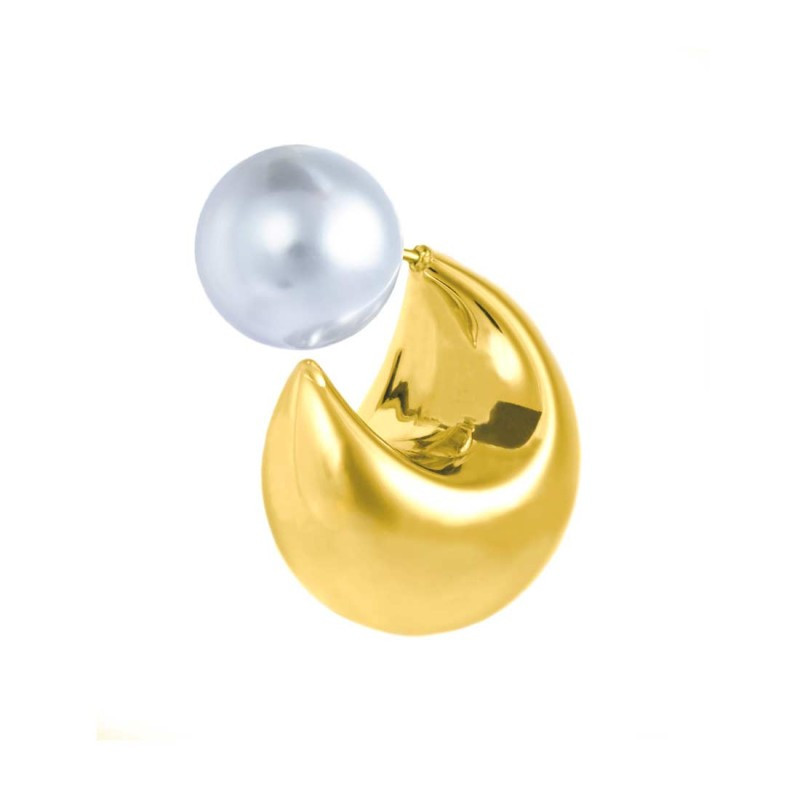 Mono Orecchino Donna Marlù 33OR0085G a lobo bombato 2,9cm con chiusura perla