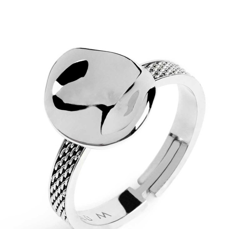 Anello Donna Marlù 33AN0041-M con bottone martellato Silver
