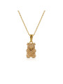 Collana Donna OpsObject OPSCL-1041 Teddy Orso Acciaio Oro e Cristalli