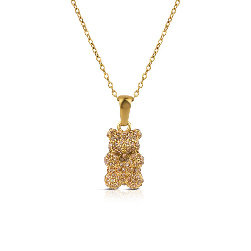 copy of Collana Donna OpsObject OPSCL-1041 Teddy Orso Acciaio Oro e Cristalli