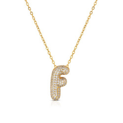 Collana Donna OpsObject Bubble OPSCL-1024 Lettera F Acciaio Oro