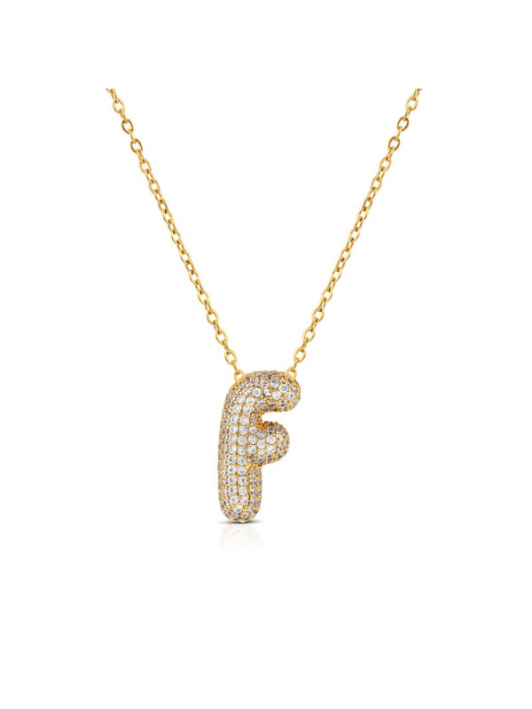 Collana Donna OpsObject Bubble OPSCL-1024 Lettera F Acciaio Oro