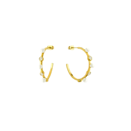 Orecchini Donna Liujo LJ2997 in Acciaio Oro con Perle e Zirconi