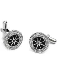 Gemelli Uomo Marlù 30GE0001-N Tondi in Acciaio Silver con rosa dei venti