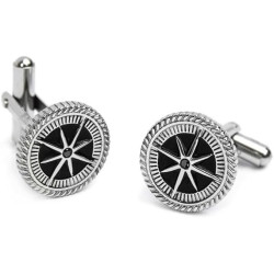 Gemelli Uomo Marlù 30GE0001-N Tondi in Acciaio Silver con rosa dei venti