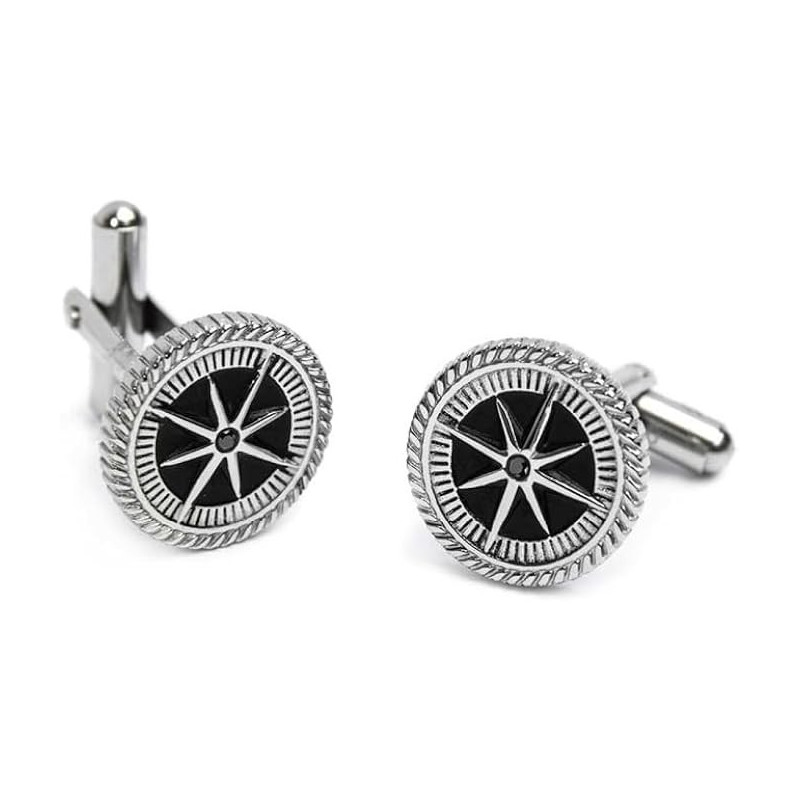 Gemelli Uomo Marlù 30GE0001-N Tondi in Acciaio Silver con rosa dei venti Gemelli Uomo Marlù 30GE0001-N Tondi in Acciaio Silver con rosa dei venti