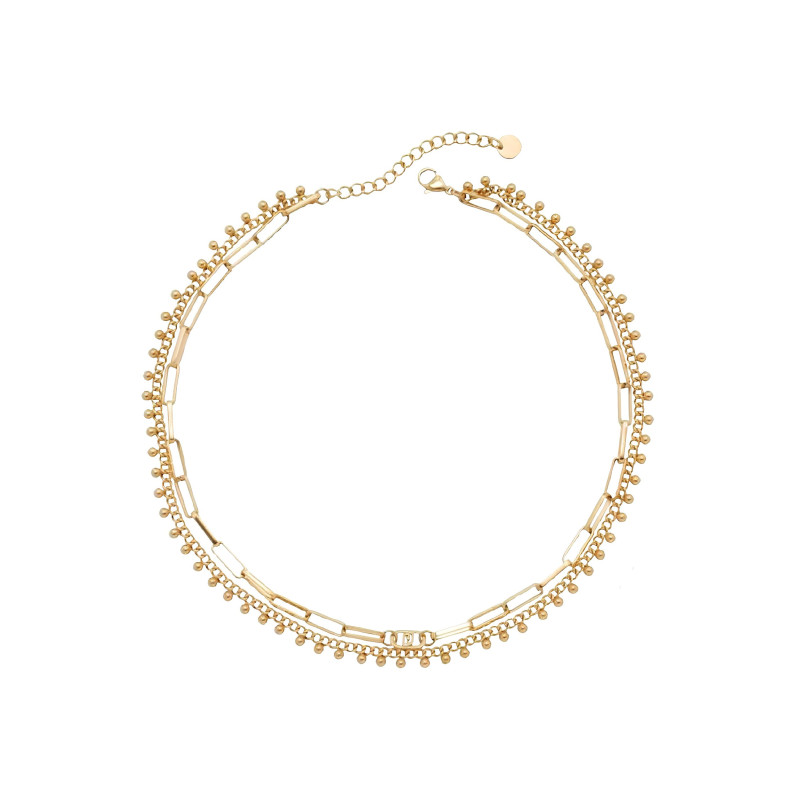 Collana Donna Liujo LJ3003 Doppio Filo in Acciaio Oro 45cm