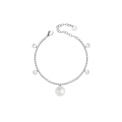 Bracciale Donna Liujo LJ3019 Tennis in Acciaio Silver con Perle