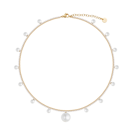 Collana Donna Liujo LJ3021 Tennis Acciaio Oro con Perle