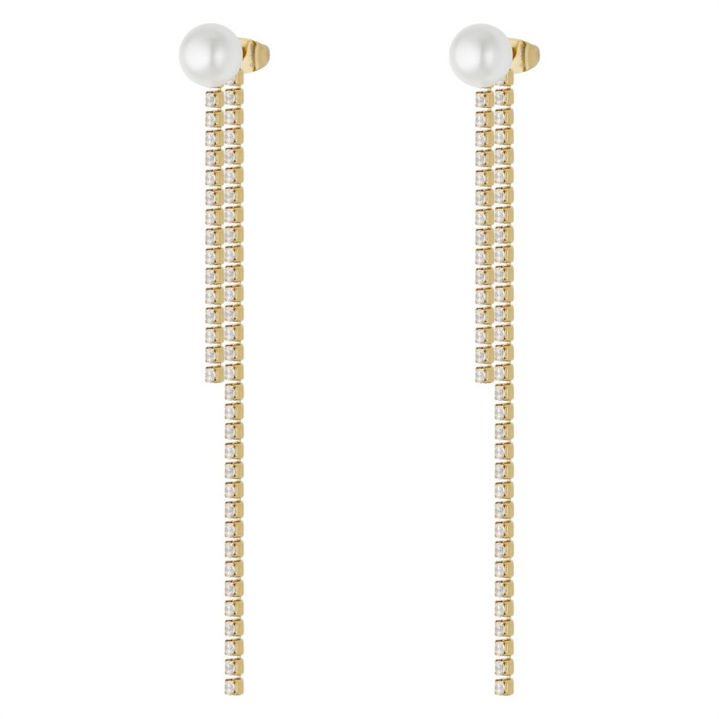 Orecchini Donna Liujo LJ3023 in Acciaio Oro con Perla