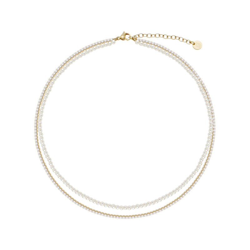 Collana Donna Liujo LJ3026 Tennis Acciaio Oro con Perle