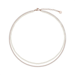 Collana Donna Liujo LJ3028 Tennis Acciaio Oro Rosa con Perle
