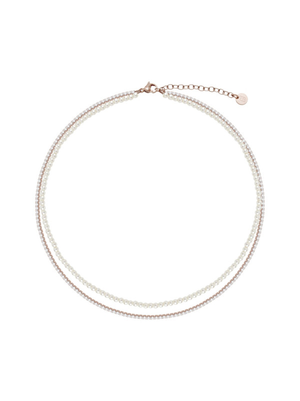 Collana Donna Liujo LJ3028 Tennis Acciaio Oro Rosa con Perle