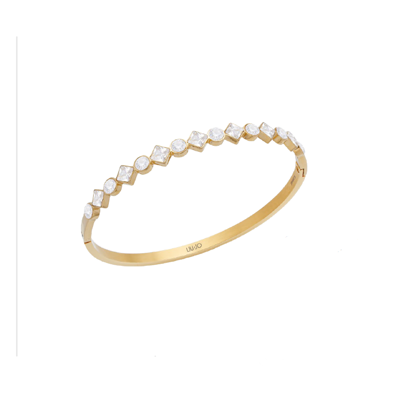 Bracciale Donna Liujo LJ3037 Rigido in Acciaio Oro con Cristalli