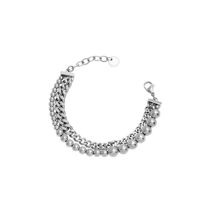 Bracciale Donna Liujo LJ3048 Groumette e Sfere Acciaio Silver