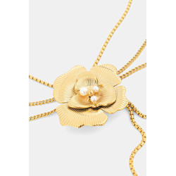 Collana Donna Liujo LJ3078 in Acciaio Oro con Fiore e Perle