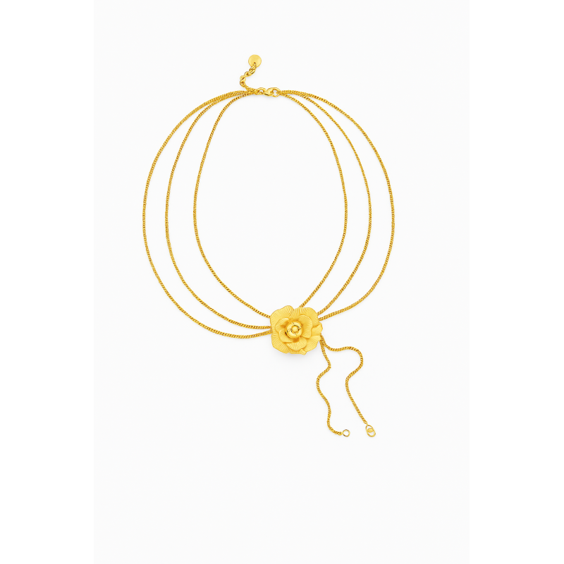 Collana Donna Liujo LJ3078 in Acciaio Oro con Fiore e Perle
