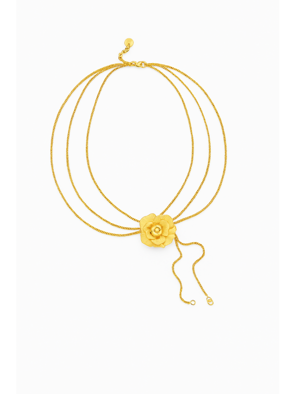 Collana Donna Liujo LJ3078 in Acciaio Oro con Fiore e Perle