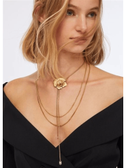 Collana Donna Liujo LJ3078 in Acciaio Oro con Fiore e Perle
