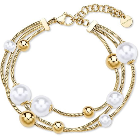 Bracciale Donna Brosway BPC59 Perfect in Acciaio Oro e Perle