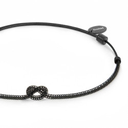 Bracciale Unisex Marlù 25BR0002N-M con nodo catena foxtail Nero