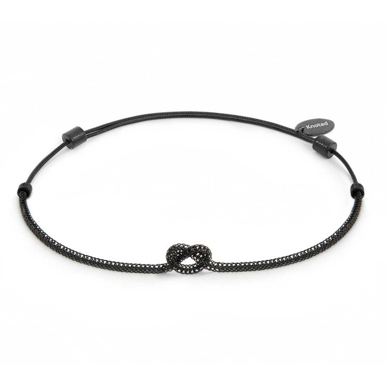 Bracciale Unisex Marlù 25BR0002N-M con nodo catena foxtail Nero